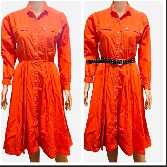 LIZ CLAIBORNE Petite Vintage Button Down Long Sleeve Shirt Dress Size 4 - Picture 1 of 14